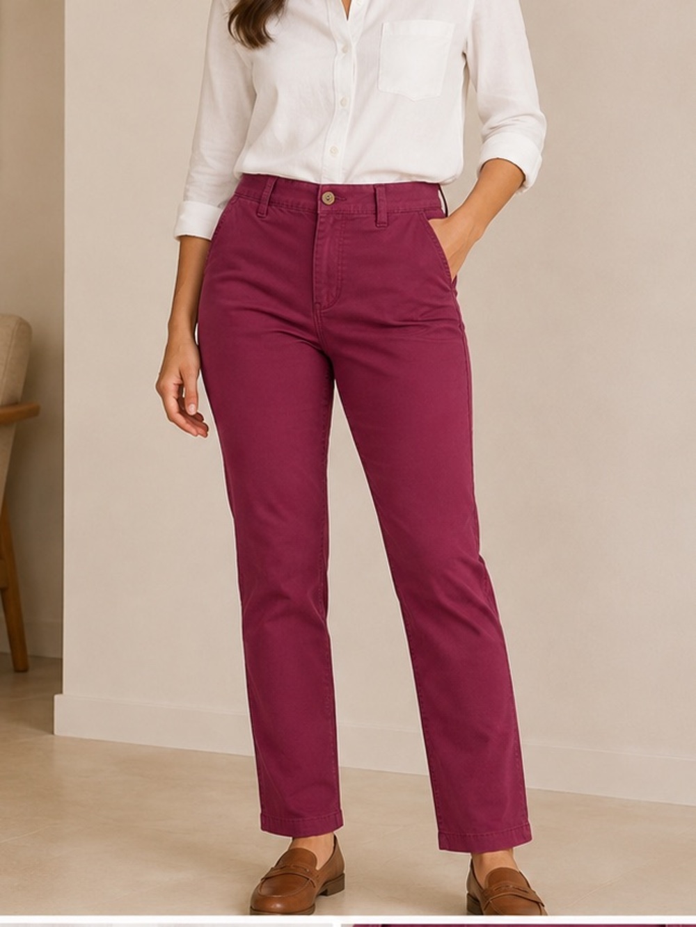 J Crew High-Rise Straight Leg chinos Jeans in Plum size 6